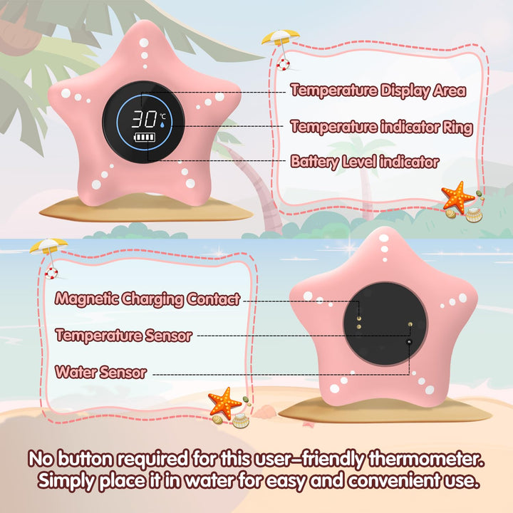 Baby Bath Thermometer，Rechargeable Bath Tub Water Thermometer Safety，Pregnancy&Infant Safety Water Thermometer