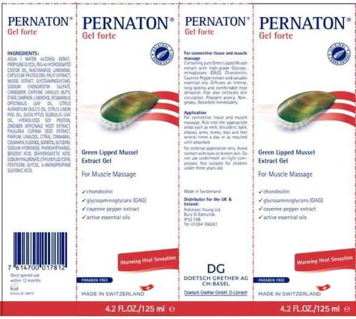 Natural Warming Gel for Muscle Massage, Green Lipped Mussel Gel Supports Natural Muscle Relaxation, with Original Perna Extract, 125Ml