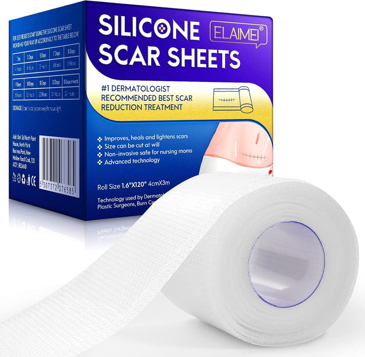 Silicone Scar Sheets, Silicone Scar Tape (1.6” X 120”Roll-3M), Scar Tape Roll Medical Silicone Easy-Tear Gel Tape Roll, Scar Removal Sheets Works on Old & New Scars, Scar Treatment Sheets