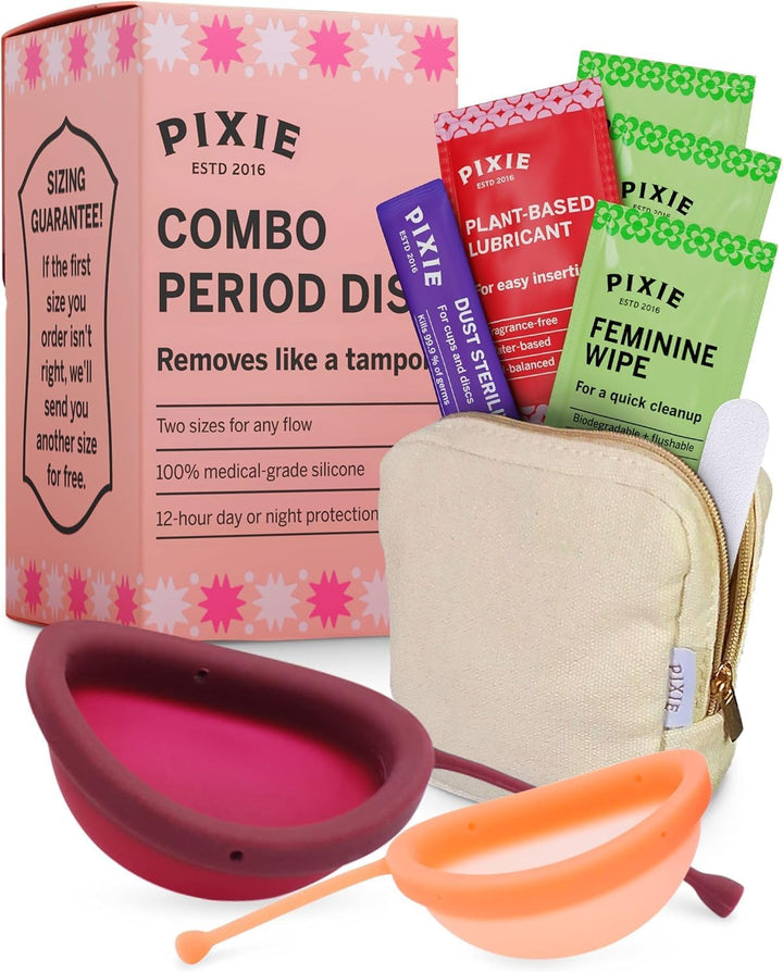 Pixie Menstrual Disc - No Metals or Toxins - Ranked 1 for Most Soft Reusable Period Disc - Removes like a Tampon - Capacity of 5 Tampons (Medium)