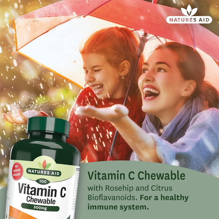 Vitamin C 500Mg 100 Chewable Tablets – Supports Immune System & Skin Health - High Strength, Sugar Free, Vegan, Non-Gmo – Antioxidant Supplement