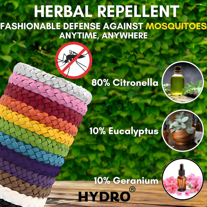 Mosquito Repellent Bracelet 15 Pcs, Adjustable Leather Band, Deet Free, Travel Essentials, Insect Repellent Bracelet, 450 Hours Mosquito Repellent Protection Suitable for All Ages