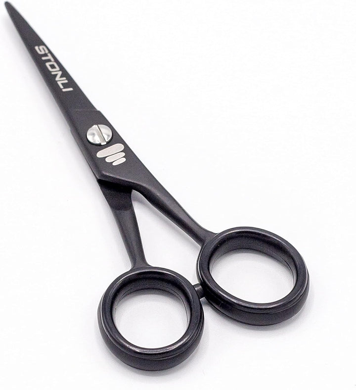 4.5 Inches Beard and Moustache Scissors - Nose Hair Trimming Stainless Steel Scissors, Safety Use for Eyebrows & Ear Hair (Black)
