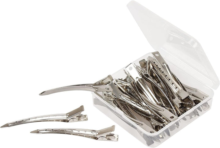25 Pieces Duck Bill Hair Clips, 3.5 Inch Rustproof Metal Alligator Curl Clips with Holes for Hair Styling, Hair Coloring, Thick Hair Sectioning, Salon, Bows DIY, Silver (25 Pcs, 3.5In Silver)