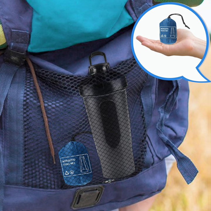 Premium Midge Net for Head 1 Pack, Ultra Large & Long, Extra Fine Holes, Fly & Bug Protection Gear for Camping, Hiking, Fishing, Gardening, Safari, Fit All Hats for Men & Women