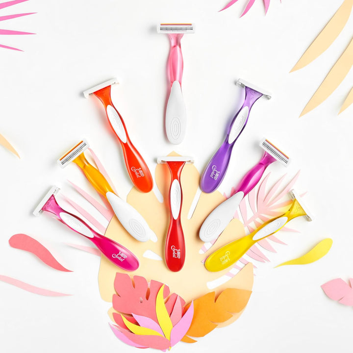 Soleil Scent 3-Blade Lady Razor with Lubricating Strip for a Smooth Shave and Easy Grip Handle, Pack of 4