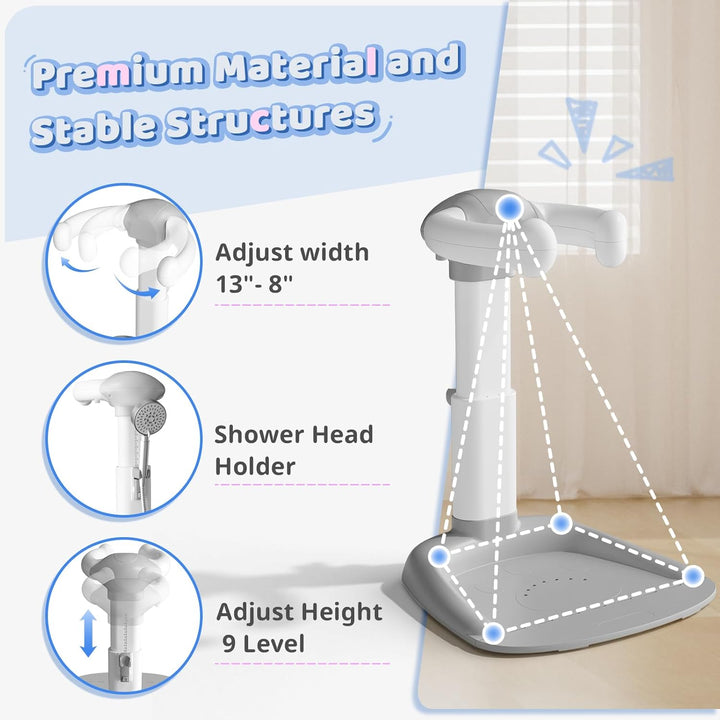 ® Baby Shower Standing Support, Toddler Bath Seat for Stand up Showering with Adjustablethicker Cylinder, Anti-Slip Base, Hug Tower for 8-36 Months Safety & Stable, Ideal Baby Shower Gifts