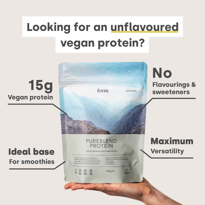 Pureblend Protein - Unflavoured and Unsweetened Vegan Protein Powder - 15G of Plant Based Protein per Serving. Perfect for Your Smoothies, Cooking and Baking.