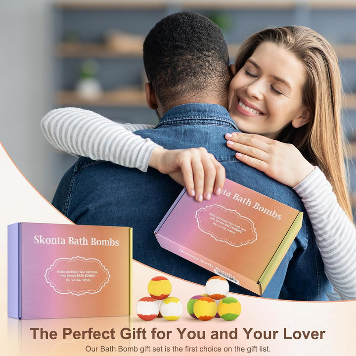 Bath Bombs Gift Set, 12-Pieces Handmade Fizzy Bubble Bath Bombs, Vegan & Cruelty Free, Perfect for Bubble and Spa Bath, Birthday Mothers Day Gifts Idea for Her/Him, Wife, Girlfriend Teens