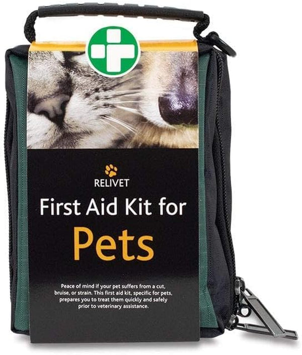Pet First Aid Kit - Essential Care for Dogs and Cats, Ideal for Travel, Camping, Home Use, Includes Saline, Bandages, Durable Rip-Stop Fabric Bag, 1 Kit