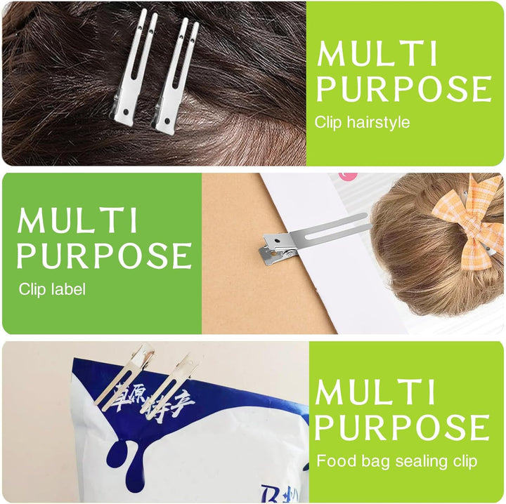 50 Pieces 4.5Cm Double Prong Metal Hair Curl Clips - Rustproof Alligator Hairpins for Styling and Pin Setting Sections