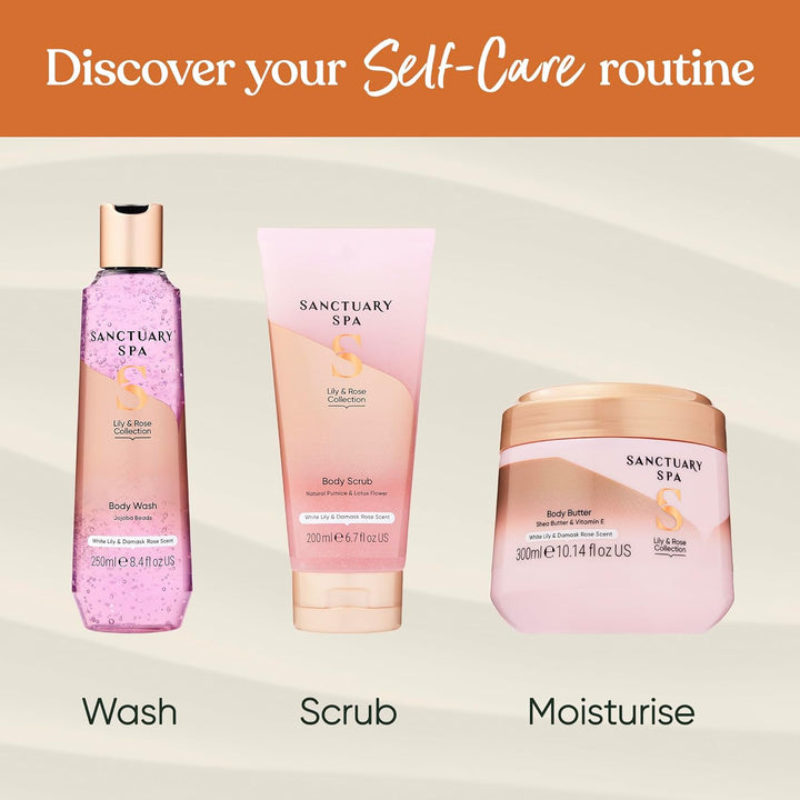 Spa Lily & Rose Body Butter for Women, No Mineral Oil, Cruelty Free & Vegan Shea Body Moisturiser, 300Ml