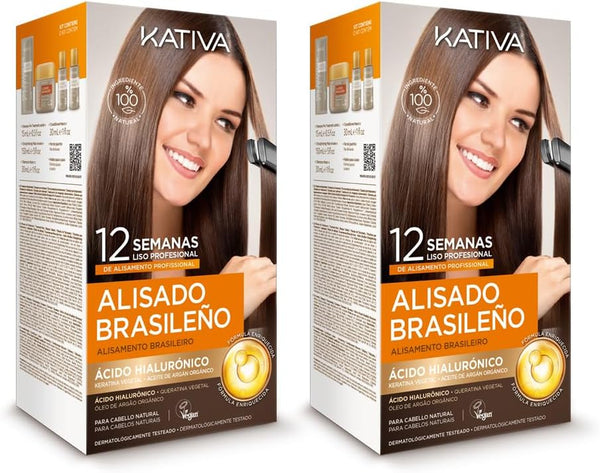 Brazilian Straightener 2 Pack – New Formula with Hyaluronic Acid – Professional Straightening Treatment at Home – Lasts up to 12 Weeks – Keratin Straightening – Vegan Formula