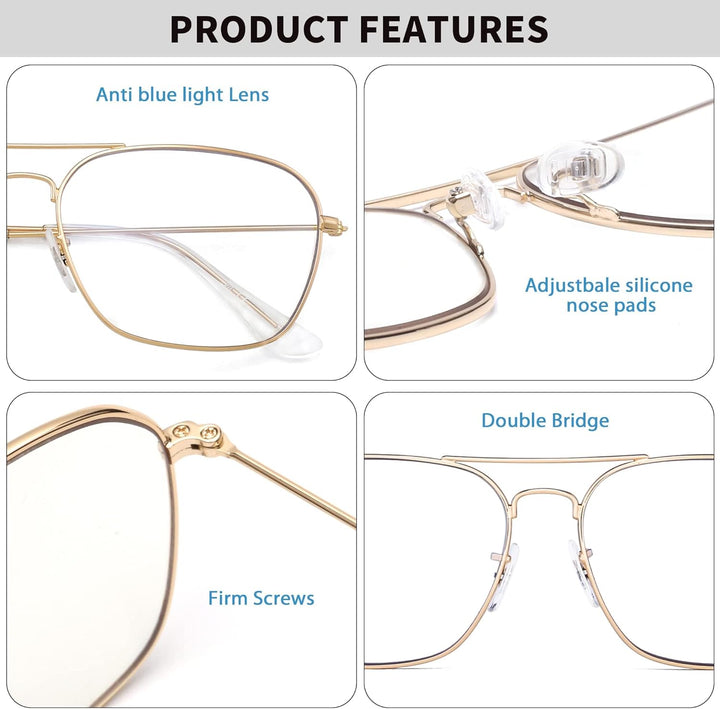 Blue Light Blocking Computer Glasses, Square Eye Protect Video Eyeglasses anti Glare Men Women