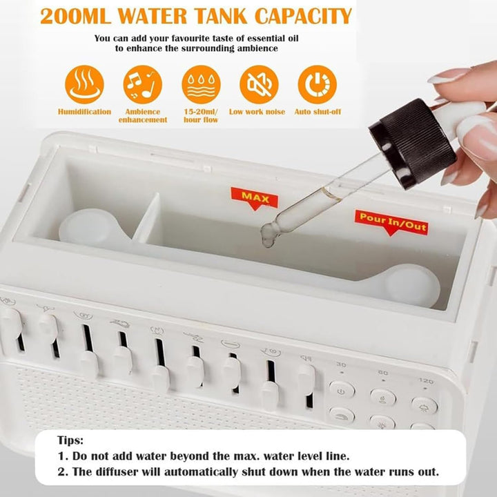 White Noise Night Light Humidifier, Bulora Sound Box White Noise Sound Machine, Sleep Sound Machine with 8 Soothing Sounds & 11 Color Night Lights, Bluetooth Wireless Speaker & Timer for Home Office