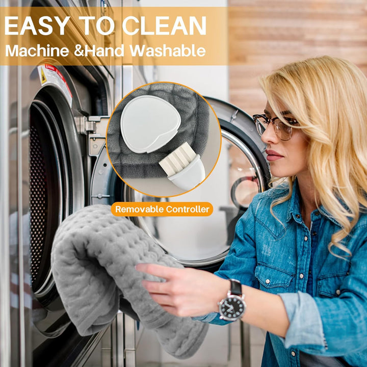 Heating Pad, Electric Heat Pad with Automatic Switch-Off and 10 Temperature Levels Heating Pad for Back Neck Shoulder Belly Heating Technology - Machine Washable-Gray(30X60Cm