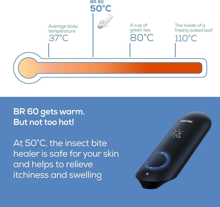BR90 Insect Bite Healer, Heat Pen for Fast Relief from Mosquito and Insect Bites and Stings, Chemical-Free Treatment Device with Built-In Led Light for Easy Use Day & Night