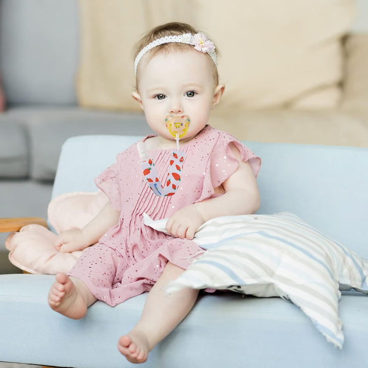 Dummy Clips Girl,6 Pack BPA Free Soother Chain,Pacifier Holder Clips for Teether Toy,Baby Dummy Strap Clip Universal Design Fit All Pacifiers Baby Teething Toys,Newborn Baby Shower(Fruit)