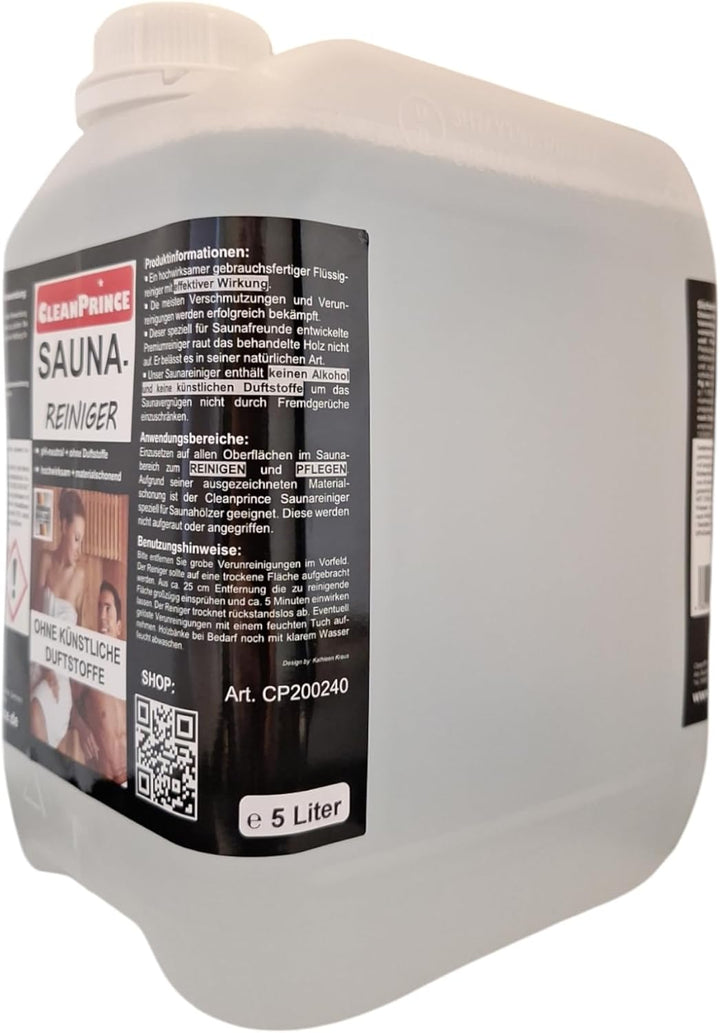 Sauna-Cleaners Liquid 5 Liter Saunaholzreiniger Wood Cleaner Disinfection Sauna Saunadesinfektion Right Away Ready to Use Refill Canister