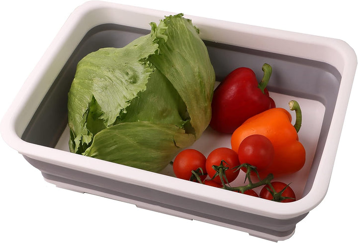 Folding Washbasin Collapsible Washing up Bowl Retractable Portable Thickened Travel Washbasin Wash Foam Foot Travel Outdoor Car Laundry Washing Basin (Grey/White)