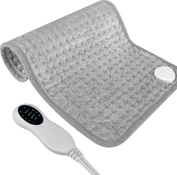 Heating Pad, Electric Heat Pad with Automatic Switch-Off and 10 Temperature Levels Heating Pad for Back Neck Shoulder Belly Heating Technology - Machine Washable-Gray(30X60Cm