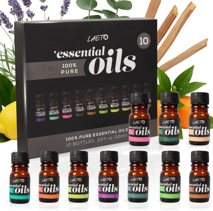 Essential Oils Set 12 X 5Ml | 100% Pure Essential Oils for Diffusers, Burners & Humidifiers | Aromatherapy Oil Gift Collection with Lavender, Peppermint, Lemon, Orange & More