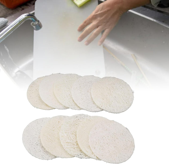 10Pcs Loofah Dish Scrubber Reusable Sponge Set 2.4X2.4In Clean Plates Pots with Sturdy Fibers, Strong Absorbency for a Cleaner Kitchen