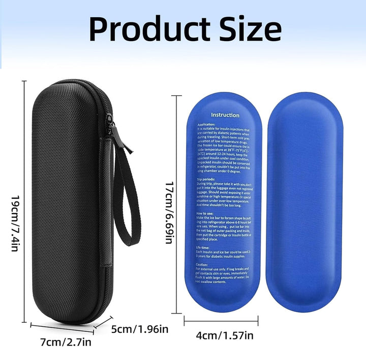 Insulin Cooler Travel Case, Diabetic Travel Case with 2 Nylon Ice Packs, Diabetic Supplies Insulin Pen Case, Portable Insulin Travail Case(Black)
