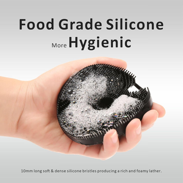 Silicone Body Scrubber, Gentle Exfoliating Body Scrubber in Shower Silicone Loofah with Easily Lather Bristles, Long Lasting, and More Hygienic than Traditional Shower Loofah,1 Pack, Black…