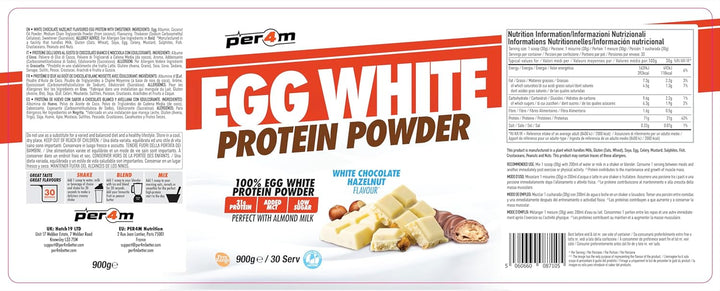 100% Pure Free Range Egg White Protein Powder | High Protein Shake with Added Mcts | Gut Friendly, Lactose-Free & Essential Amino Acids (900G, White Chocolate Hazelnut)