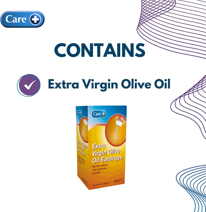 Extra Virgin Olive Oil Ear Drops for Ear Wax Removal, Gently Softens & Removes Earwax, Easy Dropper Application, 10Ml