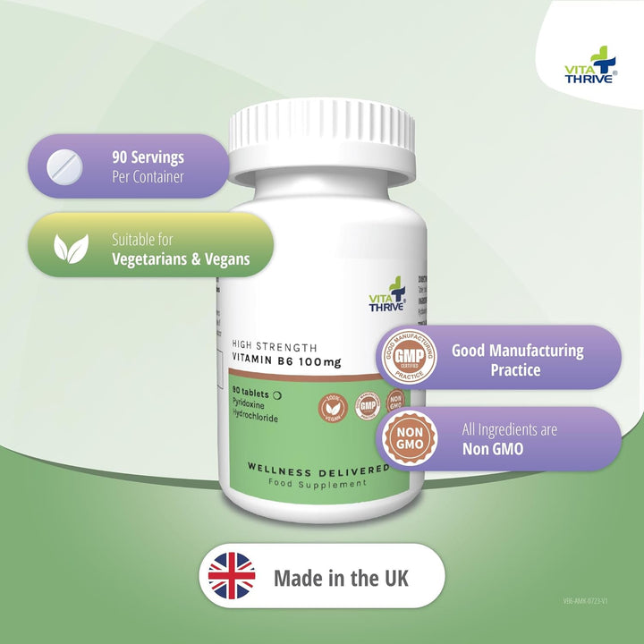 Vitathrive® High Strength Vitamin B6 (Pyridoxine Hydrochloride) 100Mg – 90 Tablets