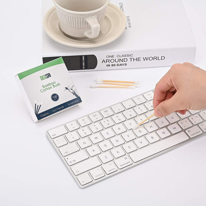 600 Premium Bamboo Cotton Buds, 100% Biodegradable and Plastic Free Ear Buds Cotton, Great Alternative to Plastic Cotton Buds, Swabs and Earbuds (600 Count)