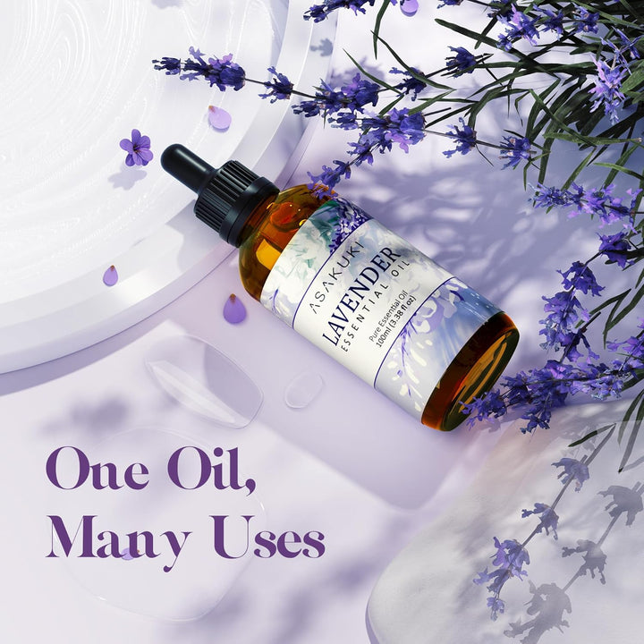 Lavender Essential Oil 100Ml, Natural Therapeutic Grade, Aromatherapy Oil Lavender for Better Sleep, Health Care, Relaxation, Ideal for Humidifier, Diffuser & Wellness