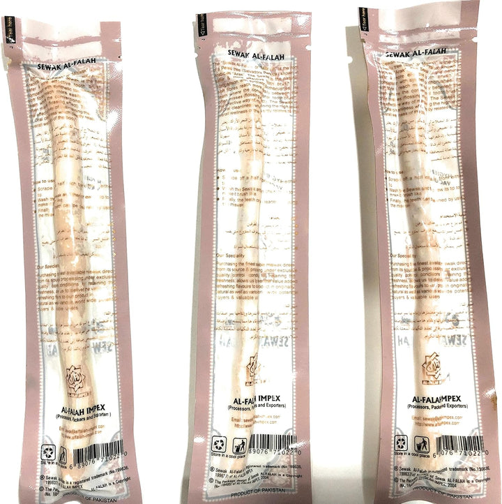 Miswak Stick - Sewak Al-Falah - Hygienically Processed and Vacuumed Packed - 3 Stick by