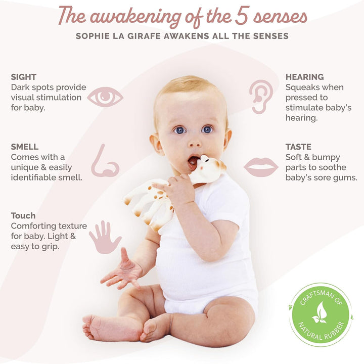 Sophie La Giraffe Baby Competition Award Set Original Baby Teething Toy with Vanilla Teether, 100% Natural Rubber Easy to Grip Teether, Suitable for Newborn Babies with Gift Box