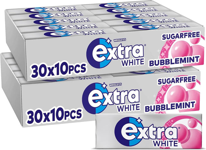 Wrigley'S  White Chewing Gum, Peppermint Flavour, 30 Packs of 10 Pieces, Sugar Free Bulk Pack Gum with Xylitol (300 Pieces)-Packaging May Vary