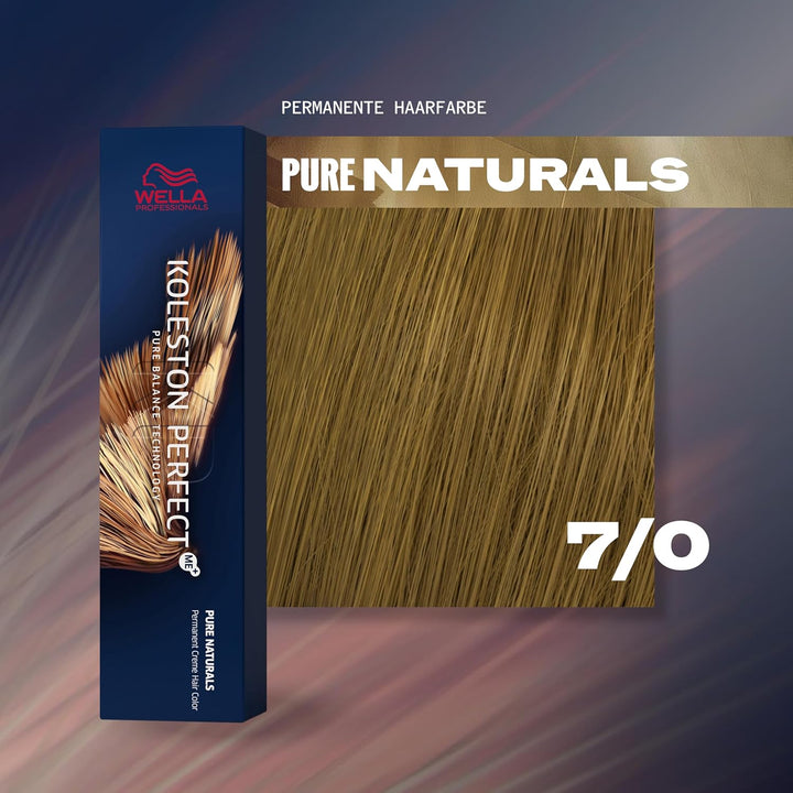 WELLA Koleston Perfect Me+ Pure Naturals Permanent Hair Colour Cream, No. 7/0 Medium Blonde, 0.66 Kg