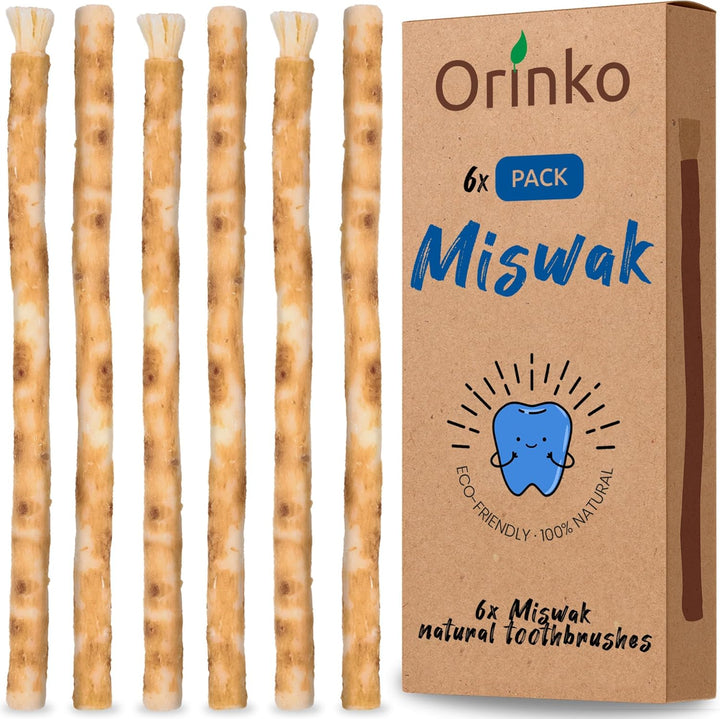 Premium Natural Miswak Sticks for Oral Hygiene - Organic Chewable Siwak Toothbrush - Fresh Breath - Eco-Friendly Wooden Dental Stick - Pack of 2 -