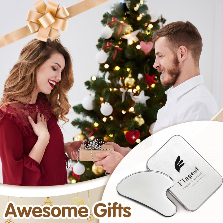 Stainless Steel Gua Sha Facial Tools - Face Massage Tools - Smooth Durable Metal Guasha Tool for Face Body Reduce Puffiness - Massage Scraper Heart Shape Gift (Silver)