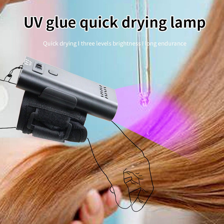 LED Hair Extension Lamp V Light Extensions Tool Glue Curing Machine with 395Nm Wavelength 3000Mah Battery for Seamless Blend Voluminous at Home Salon