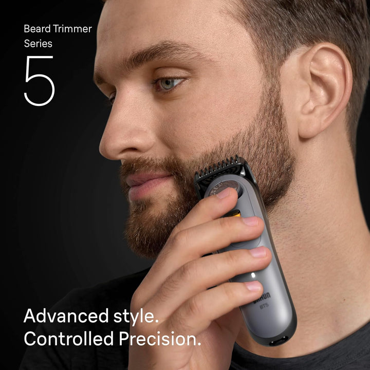 Beard Trimmer Series 5, +9 Styling Tools, Ultra Sharp Blade, 120 Min Runtime, 40 Lengths, Waterproof, Precisionwheel & Lock, BT5565, Grey