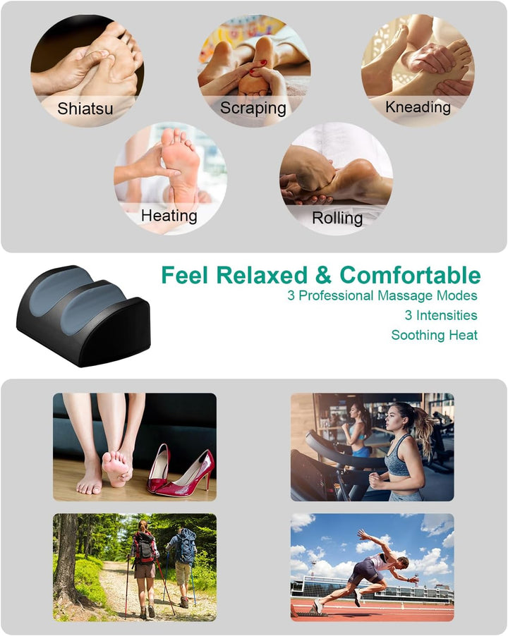 Shiatsu Foot Massager with Heating Function, Relaxes Leg Muscles, Improves Blood Circulation, Foot and Leg Massager with Massage Rollers for Deep Tissue Massage, Gift for Mom, Dad and Friends