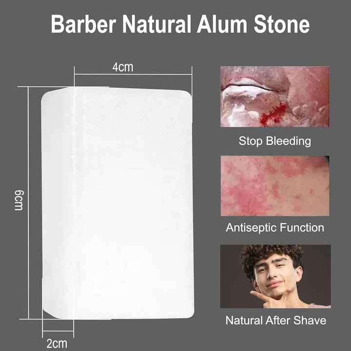 Natural Alum Block in Plastic Case (100 G./3.5 Oz.) Aftershave Blood Stopper Antiseptic Astringent Soothing Solution for Shaving Razor Burn Relief