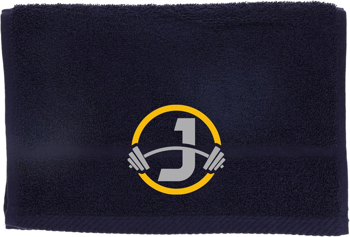 Gym Towel with Monogrammed Embroidery Initial Gift for Men & Women, Training Accessory Gift, Gym Towel Present for Weight Lifting Birthday, Retirement, Christmas - Black, J