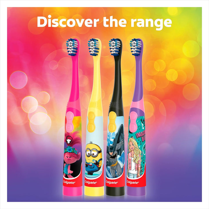 Kids Battery Barbie Extra Soft Bristles Toothbrush, 3+ Years, with Sonic Vibrating Bristles to Remove More Plaque and Slim Easy to Hold Handles