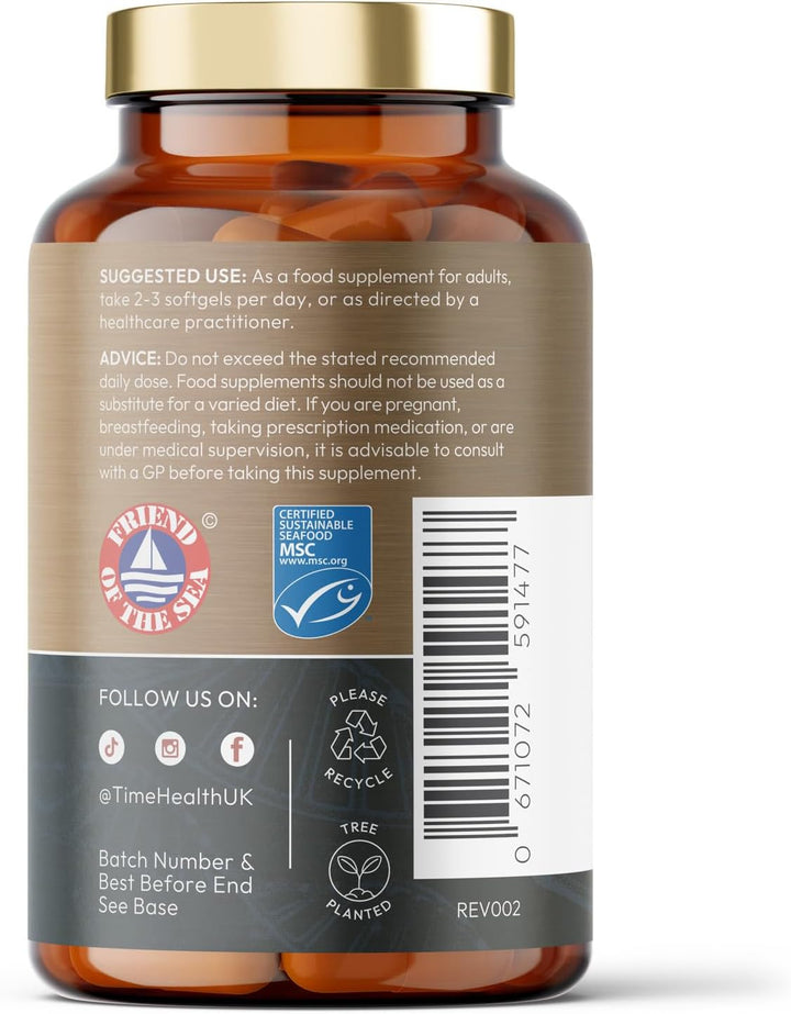 RIMFROST® Antarctic Krill Oil | Ultra Rich Omega-3 Including DHA/EPA Phospholipids & Astaxanthin | 120 Softgel Capsules | Fast Absorption & Highly Efficient | No Aftertaste | Sustainable