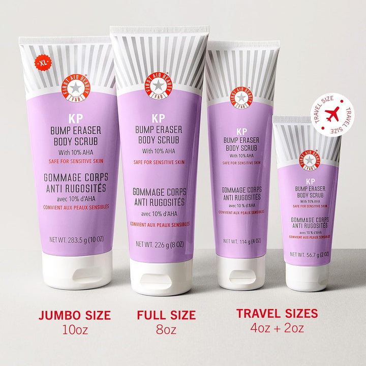 - KP Bump Eraser Body Scrub with 10% AHA, Keratosis Pilaris Skin Exfoliater with Glycolic and Lactic Acids, Helps Reduce Chicken Skin Bumps, Safe for Sensitive Skin, 56.7G