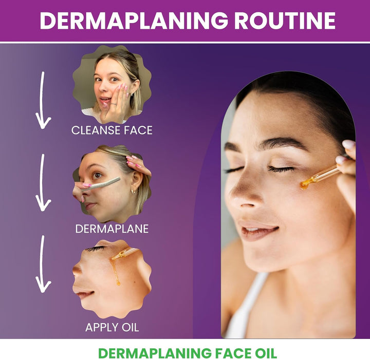 Dermaplaning Oil with Oatmeal, Primrose, Jojoba & Grapeseed Extracts | Pre & Post Shave Face Oil | Facial Oil for Women | Shave Oil for Smooth Skin | 30Ml Bottle