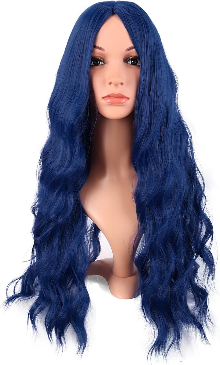 28 Inch/70 Cm Long Wavy Middle Part with No Bangs Synthetic Fiber Curly Fashion Women Party Cosplay Wig (Light Pink)